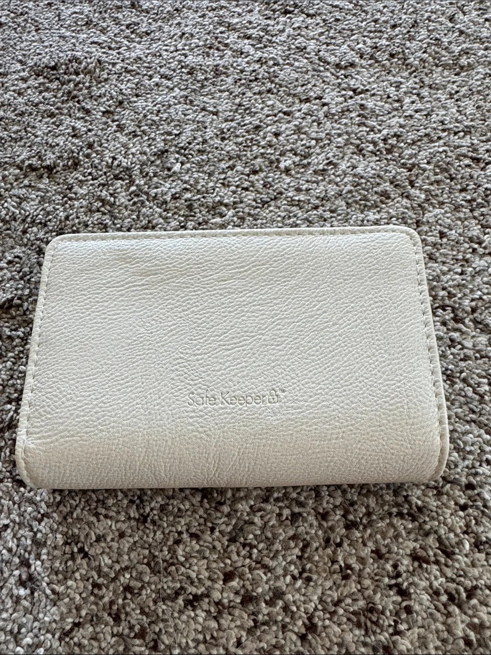 Classic Cream Leather Wallet with Metal Snap